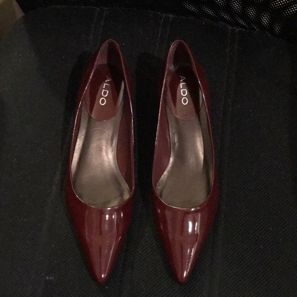 burgundy kitten heel pumps